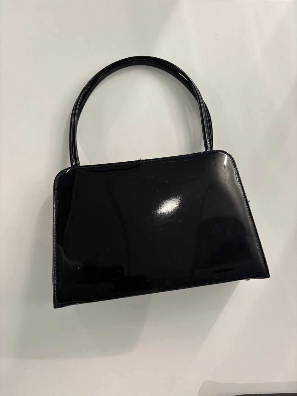 Classic Black Patent Top-Handle Women's Bag